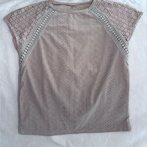 SHEIN Taupe Lace Blouse
